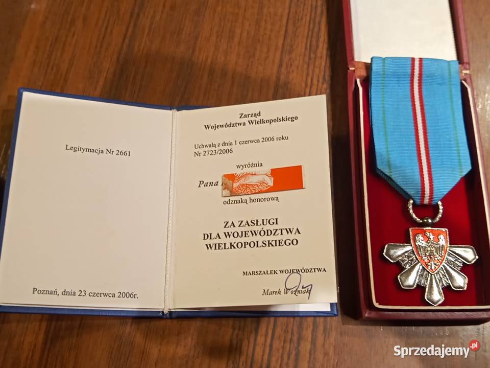 Zasługi Województwa Wlkp z dokumentem 2006 Kolekcje Poznań sprzedam