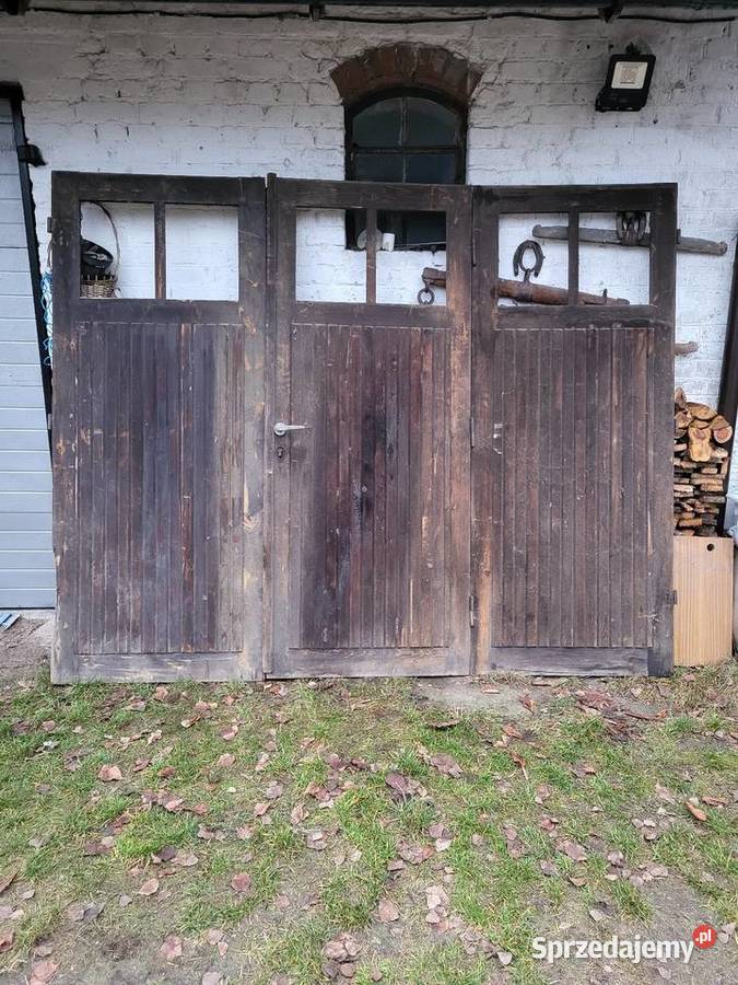 Drzwi używane drewniane garażowe wejściowe Drzwi Rędziny