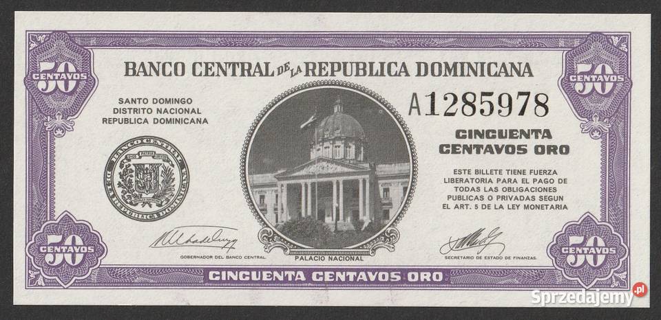 DOMINIKANA 50 CENTAVOS 1961 UNC Łódź