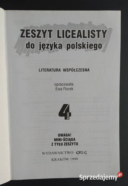 ZESZYT LICEALISTY do języka polskiego klasa 4 Hajnówka