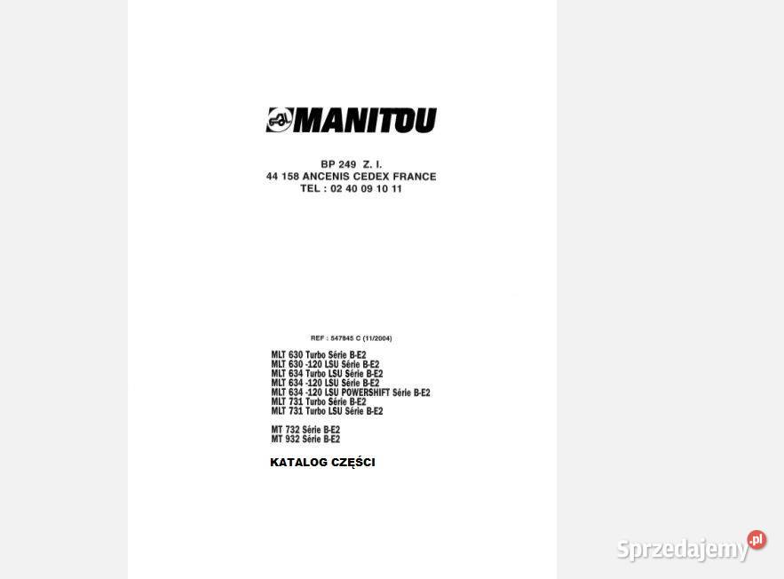 Manitou Mlt 630 turbo, 634 turbo katalog części PL
