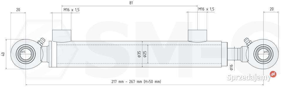 Polski Cienki SIŁOWNIK Hydrauliczny 25x16 Skok Hydraulika Solec Kujawski
