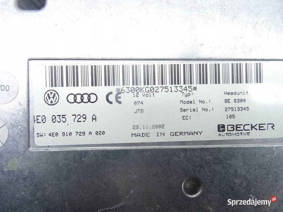 4E0035729A AUDI A8 D3 STEROWNIK MODUL MMI osobowe sprzedam