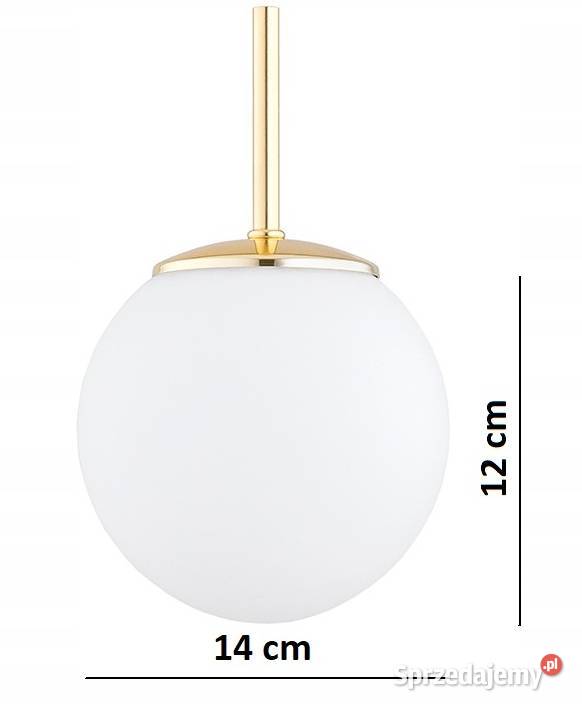 Złota Lampa Wisząca Sufitowa Żyrandol Biała Kula Choroszcz