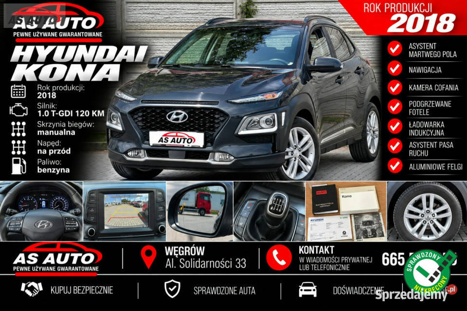 Hyundai Kona 10 TGDI 120 gniazdo AUX mazowieckie Węgrów