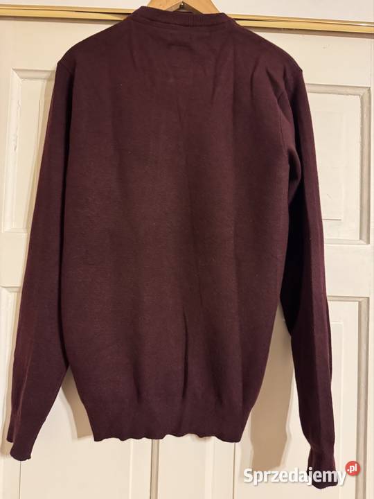 Sweter męski L Carry bordowy wiskoza casual