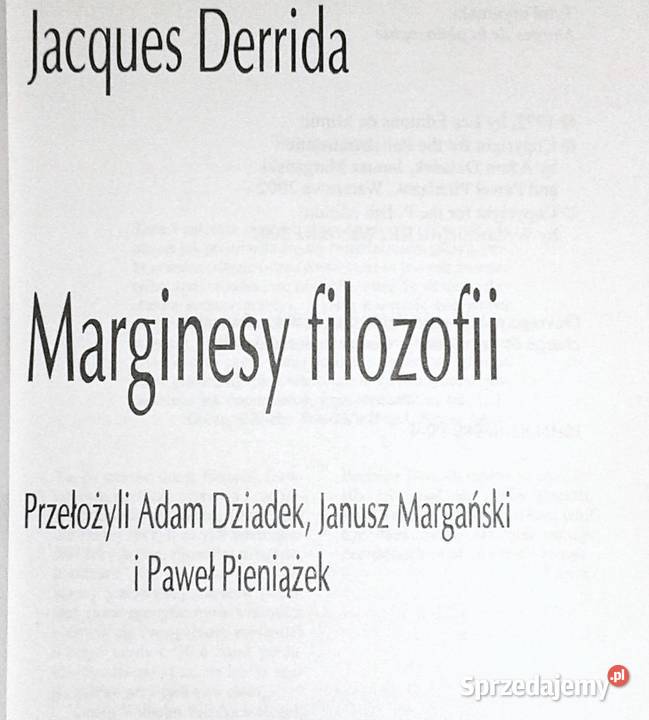 Marginesy filozofii Jacques Derrida Chełm sprzedam