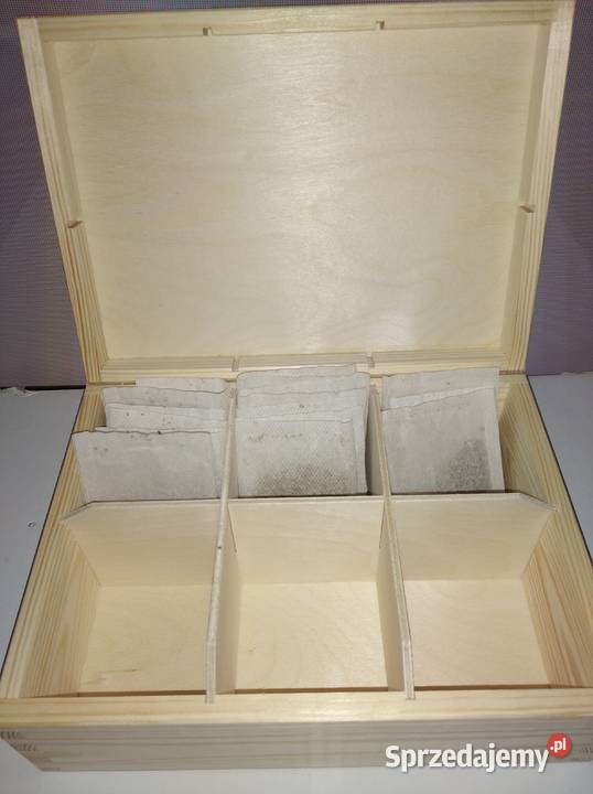 Drewniane PUDEŁKO 6 na herbatę dzień matki inny kolor Akcesoria do herbaty Czechowice-Dziedzice