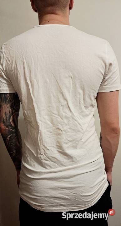 Biały tshirt męski long Rozmiar M Moda i Styl Łódź