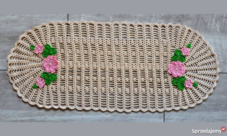 Serwetka szydełkowa 72x30 kolor ecru Obrusy i serwety opolskie Kluczbork