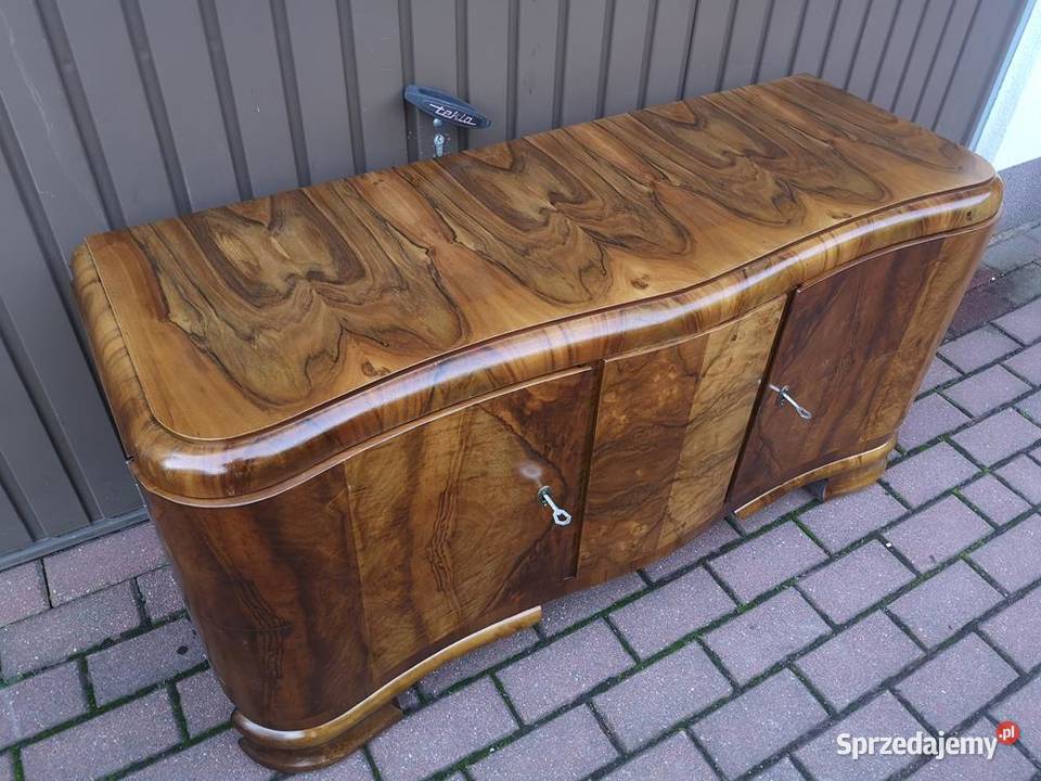 Komoda ARTDECO RTV Niska Orzech Zgrabna Stara Swarzędz