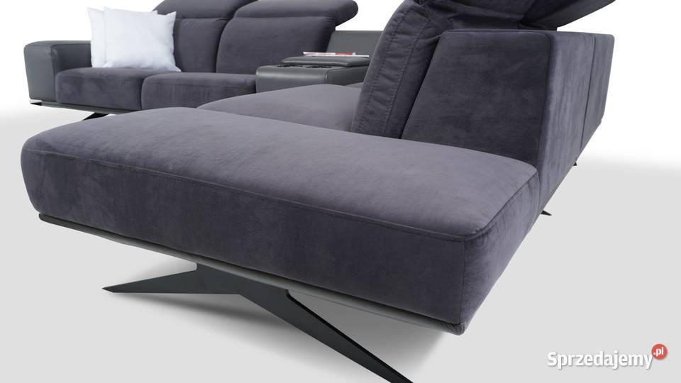 Narożnik tkanina z skórą wysokie nogi miękki Toruń