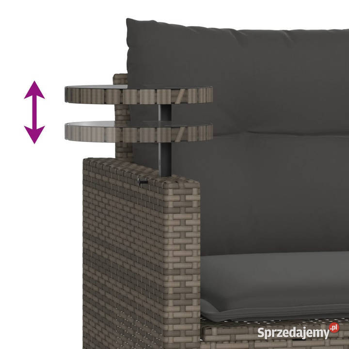 3częściowa sofa do ogrodu z poduszkami szara Warszawa