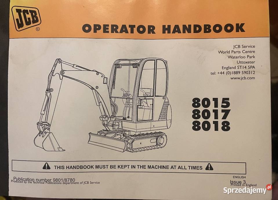 Podręcznik operatora instrukcja JCB 8015 8017 Biczyce Górne