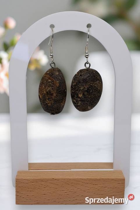 Kolczyki z BURSZTYNU bursztyn bałtycki bryłki mazowieckie Warszawa