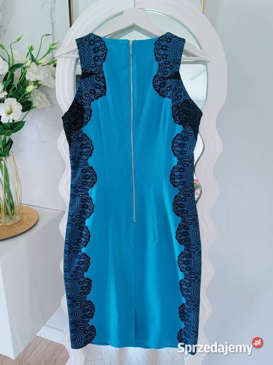 Reserved sukienka bodycon niebieska koronka midi Piotrków Trybunalski