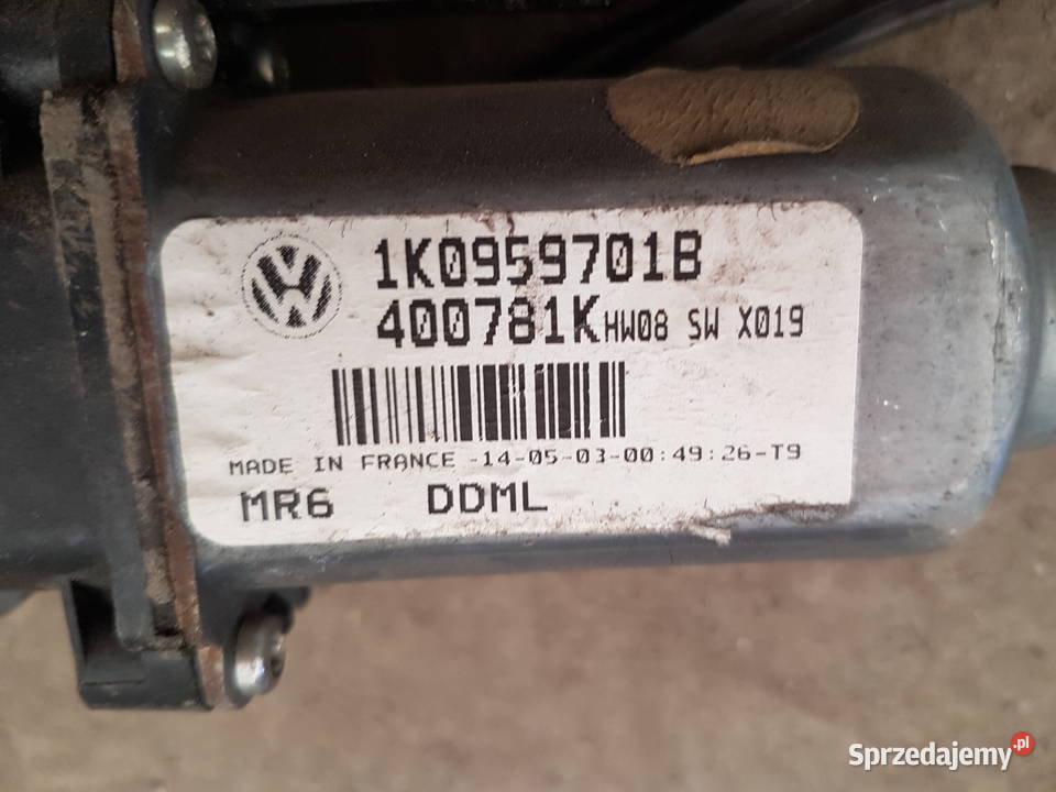 VW TOURAN PODNOSNIK MECHANIZM SZYBY 1K0959701B Wyposażenie wnętrza Turek