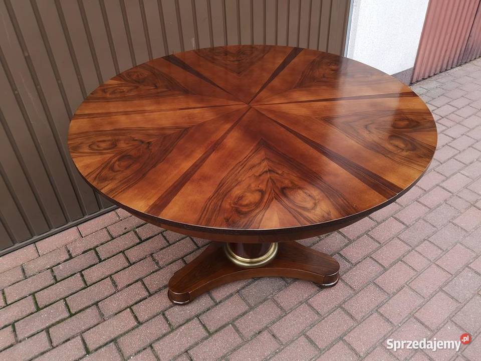 Stół ArtDeco Orzech Biedermeier Unikat Okrągły Swarzędz