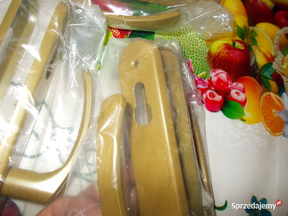 Klamka z długim szyldem 90 mm złota na wkładkę Ciechocinek