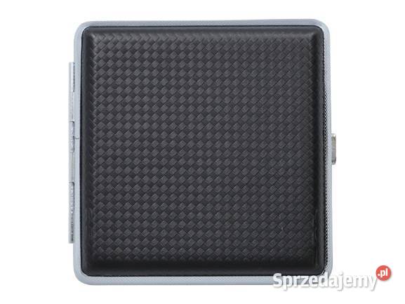 Czarna Metalowa Papierośnica Pokryta Ekoskórą na śląskie Ostrowy nad Okszą