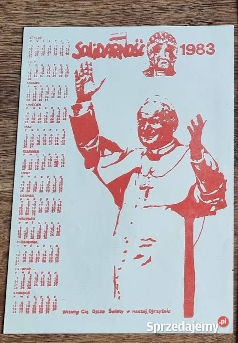 Kalendarz plakat papieża Jana Pawła II 1983 Zielona Góra