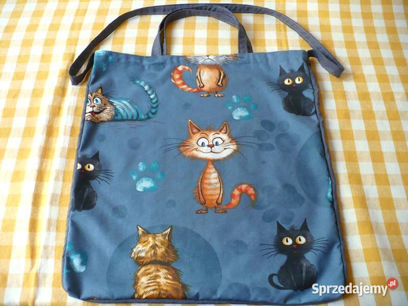 Torba 2in1 KOTKI DUŻE Eco siatka na zakupy szyta Gdynia