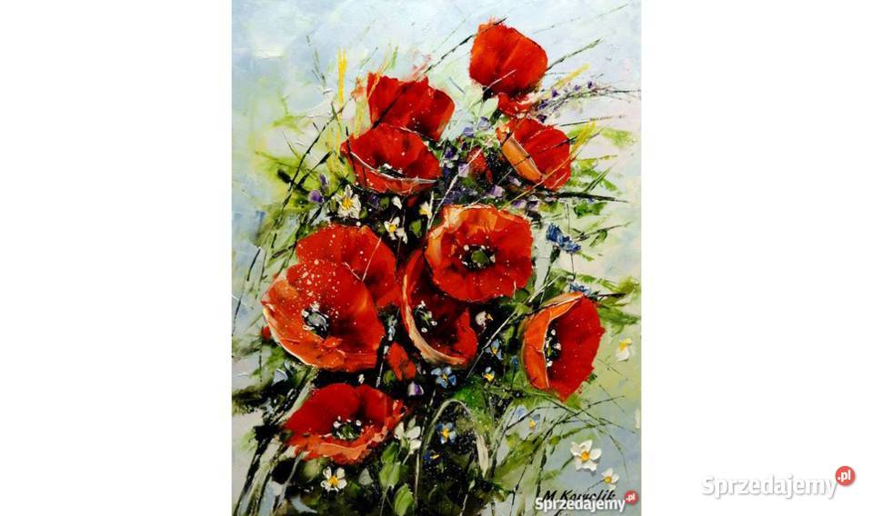 Maki Obraz olejny 50x40 kwiaty Warszawa