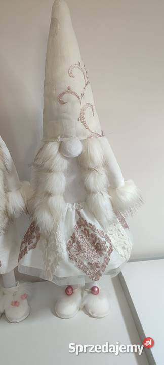 Skrzaty świąteczne biały pudrowy róż Lipnica