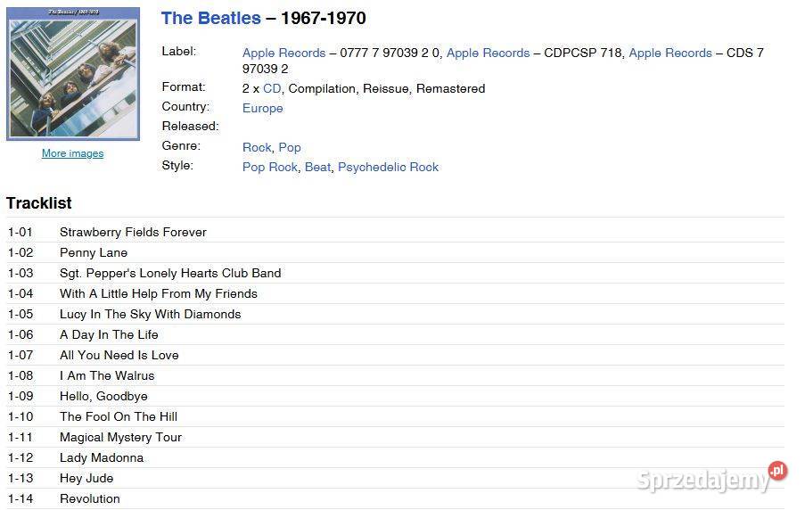 The Beatles 19671970 2xCD Apple Records 7 97039 Muzyka