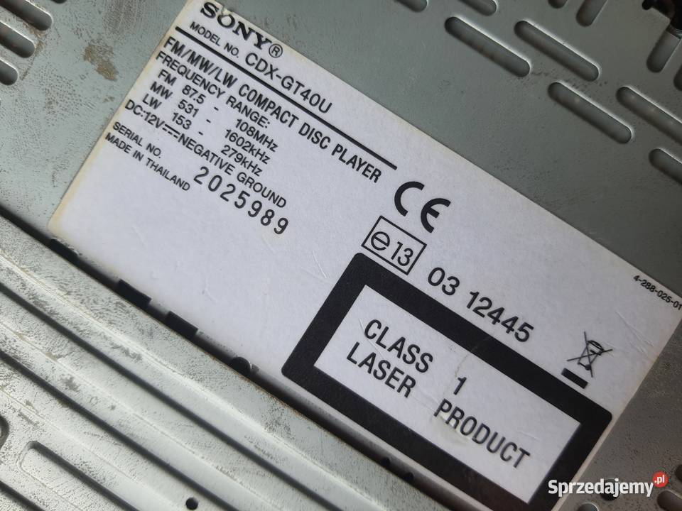 Radio samochodowe SONY CDXGT40U Łódź