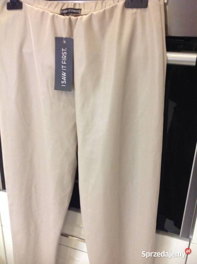 Legginsy Skórzane Damskie Beżowe L NOWE eco Nowa Sól