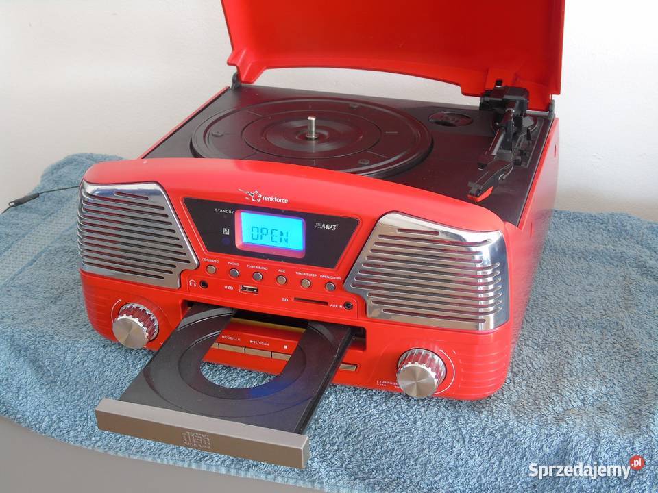 Gramofon z radiem USB SD mp3 AUX i głośniki Jasło