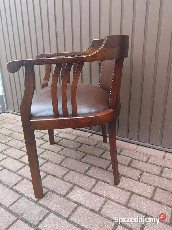 Stary Fotel Krzesło Dębowe Gabinetowe Antyk Swarzędz