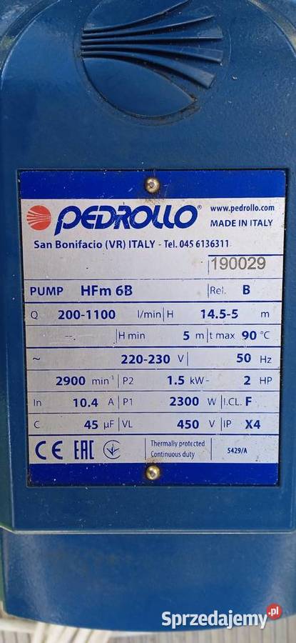 Pompa odśrodkowa Pedrollo HFm 6B Łódź