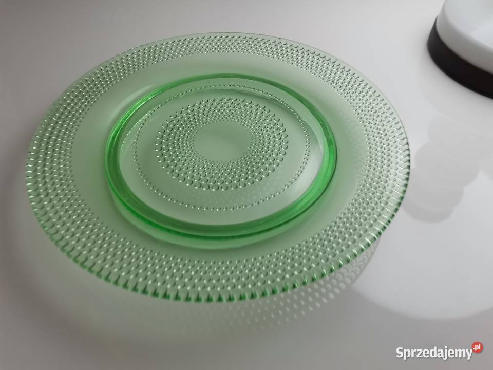 Stara zielona patera talerz szkło Art Deco śląskie Katowice