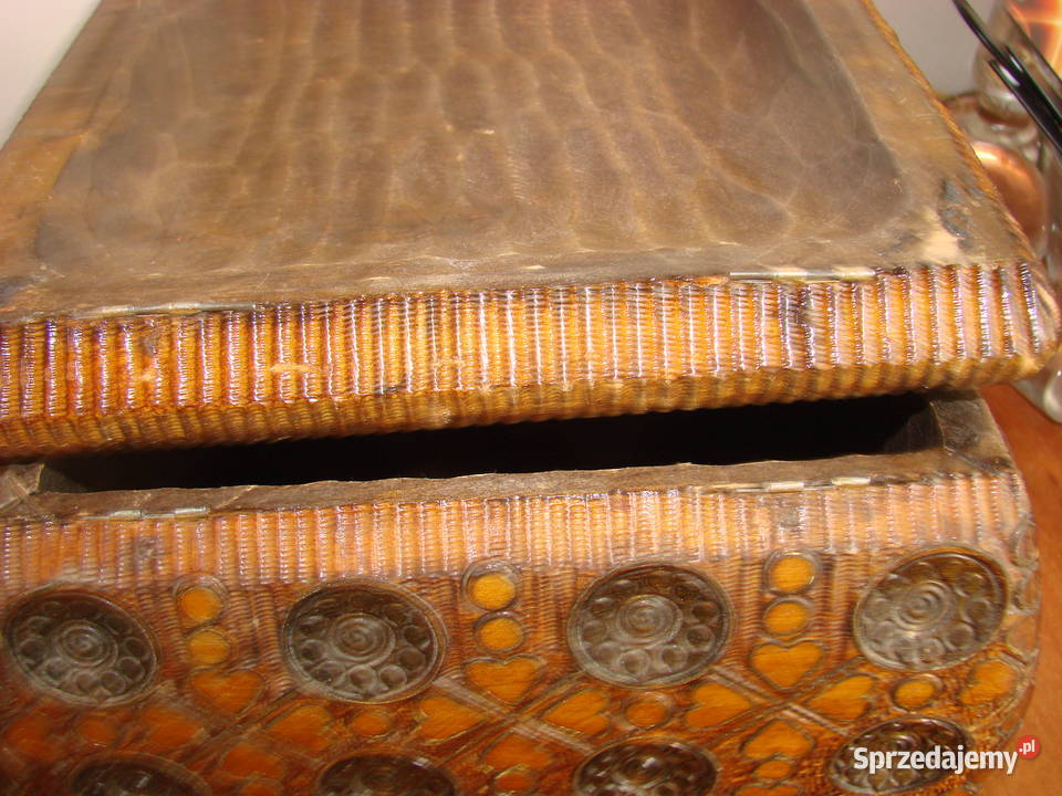 drewniane pudełko PRL