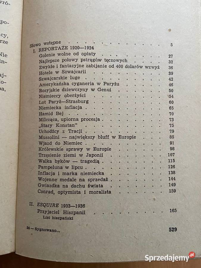 Sygnowano Ernest Hemingway miękka z obwolutą Katowice