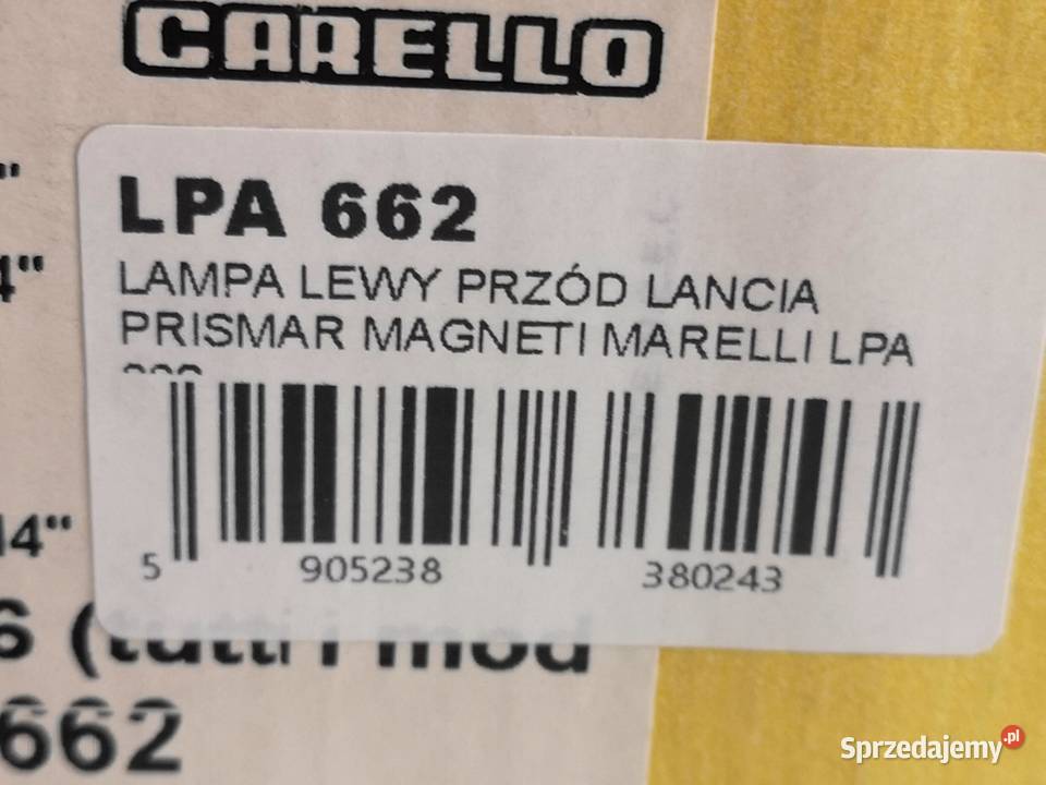 LAMPA LEWY PRZÓD LANCIA PRISMA 19831989 NOWA