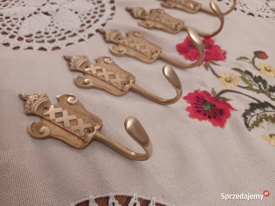 Piękny masywny wieszak mosiężny Poznań