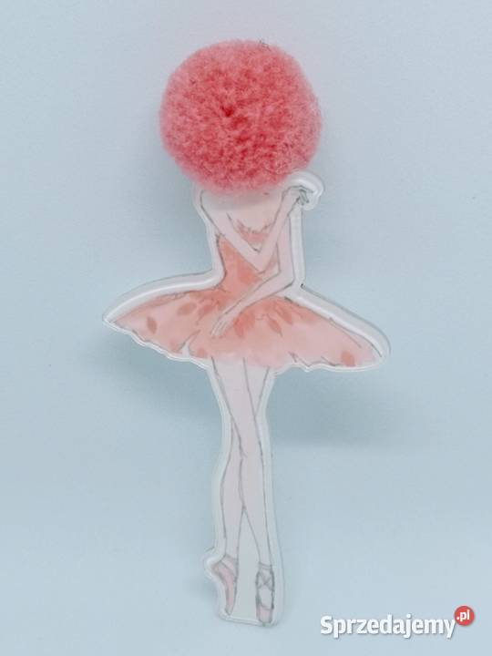 Oryginalna akrylowa broszka róż pompon anime Kołobrzeg