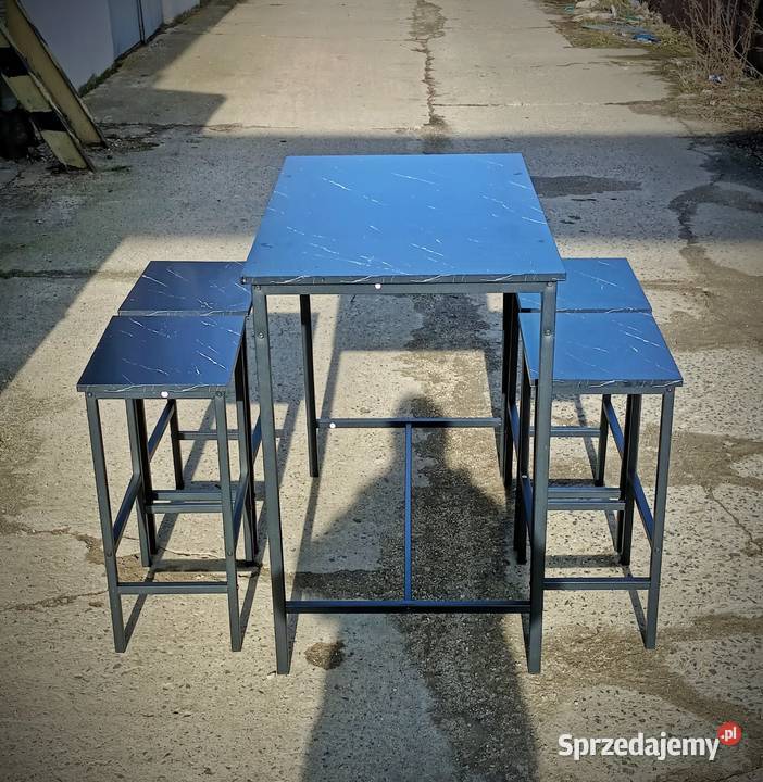 Stół z 4 krzesłami czarny marmur 100x60x90 Gorzów Wielkopolski