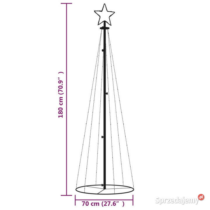 Choinka stożkowa 108 ciepłych białych LED 70x180 Warszawa
