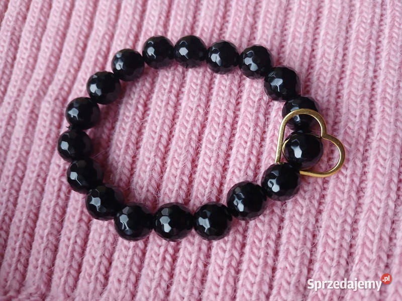 Bransoletka z Onyksu fasetowanego 10mm z sercem Kielce sprzedam