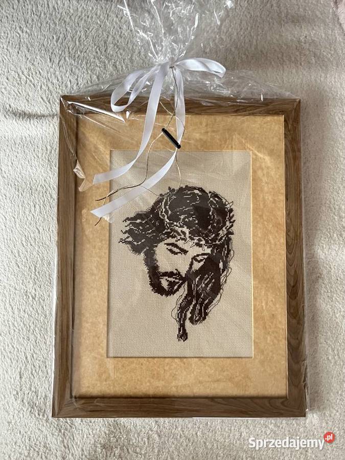 Haftowany Obraz Jezus w koronie cierniowej haft Olsztyn sprzedam