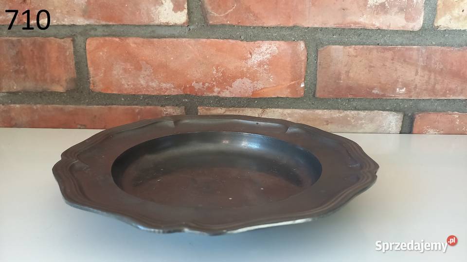 Talerz cynowy z sygnaturą anioła 235 710 Gawroniec