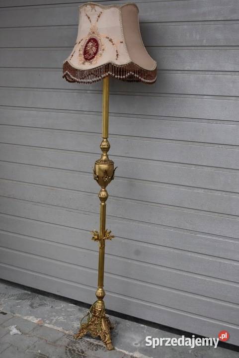 Stojąca Lampa z Brązu Abażur Vintage Lampka sprzedam