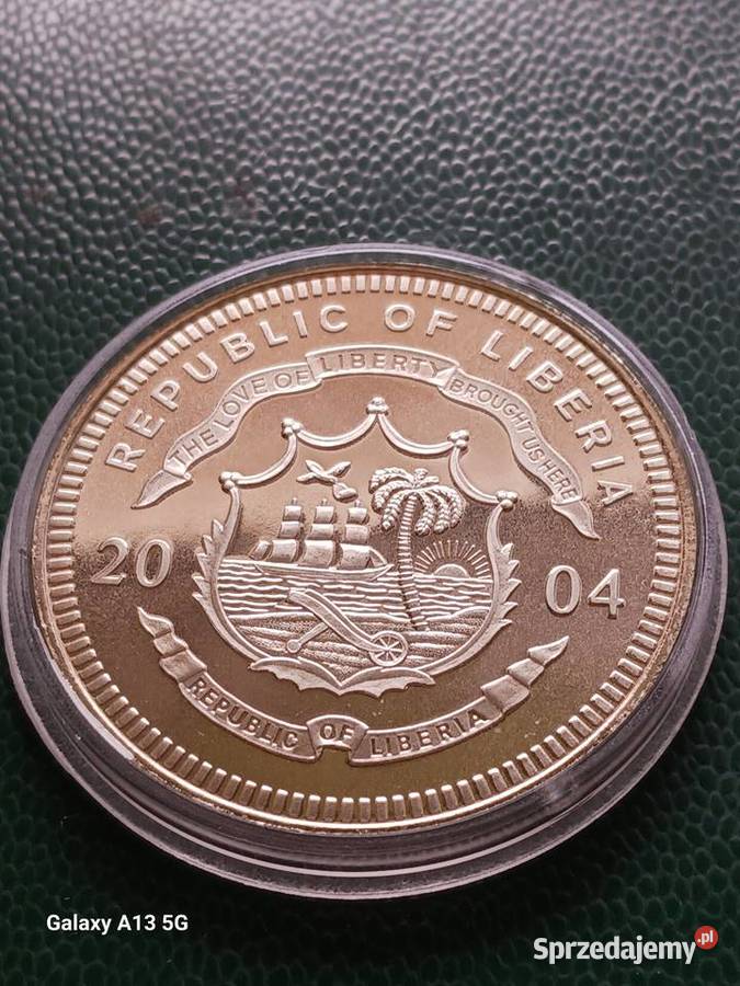 5 Dolarów Liberia 2004 r Mennicze Lustrzane Konin sprzedam