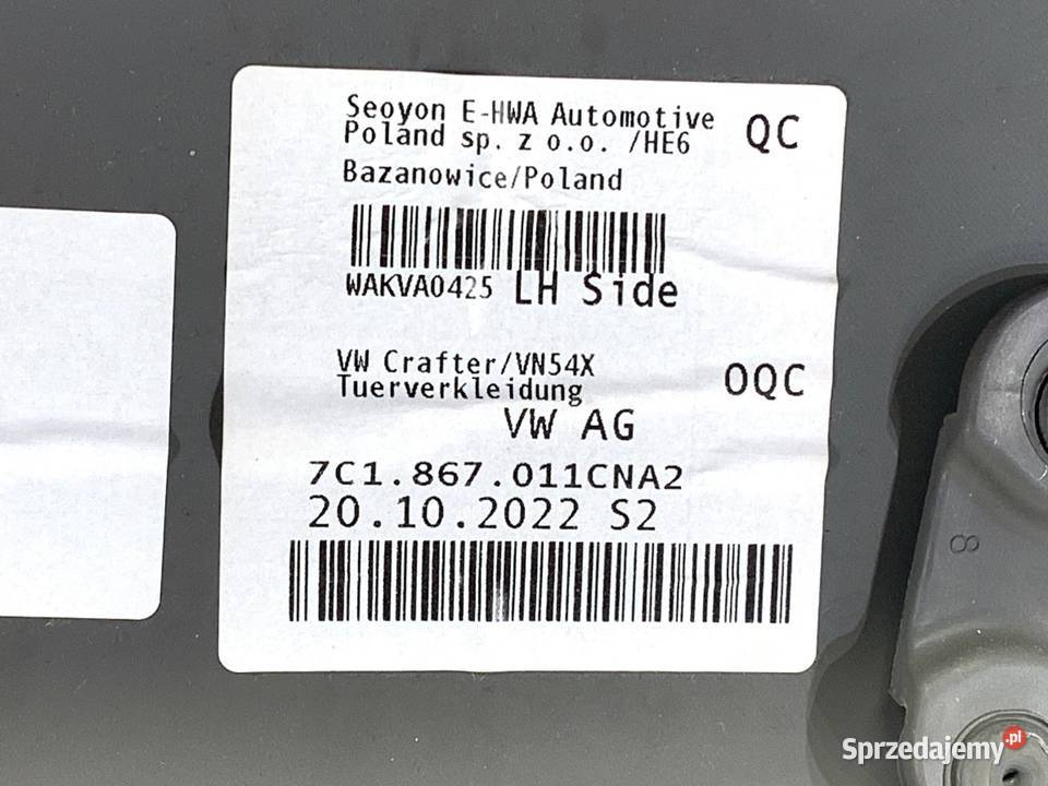 BOCZEK DRZWI LEWY PRZÓD VW CRAFTER II Hatchback