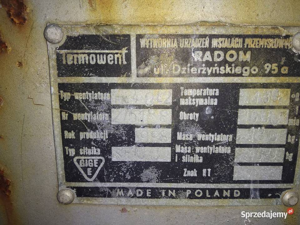 Wentylator termowent do suszarni nadmuch nawiew Fajsławice