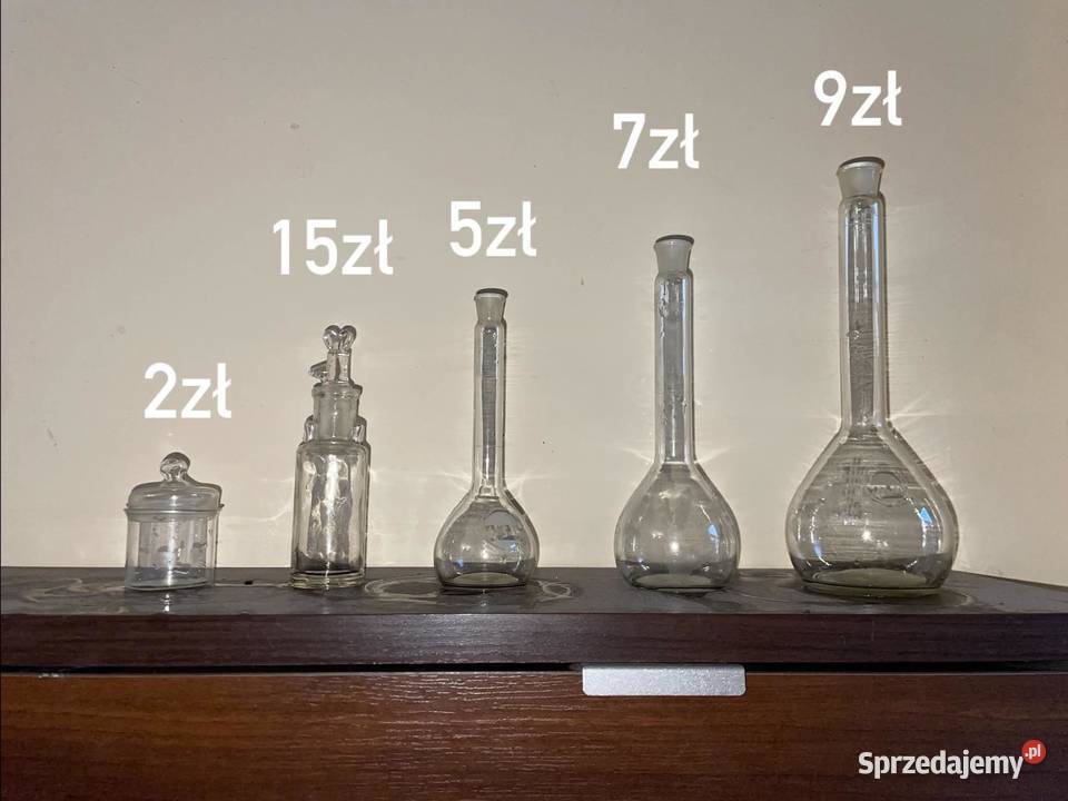 Szkło laboratoryjne PRL naczynia alchemiczne Bolesławiec sprzedam